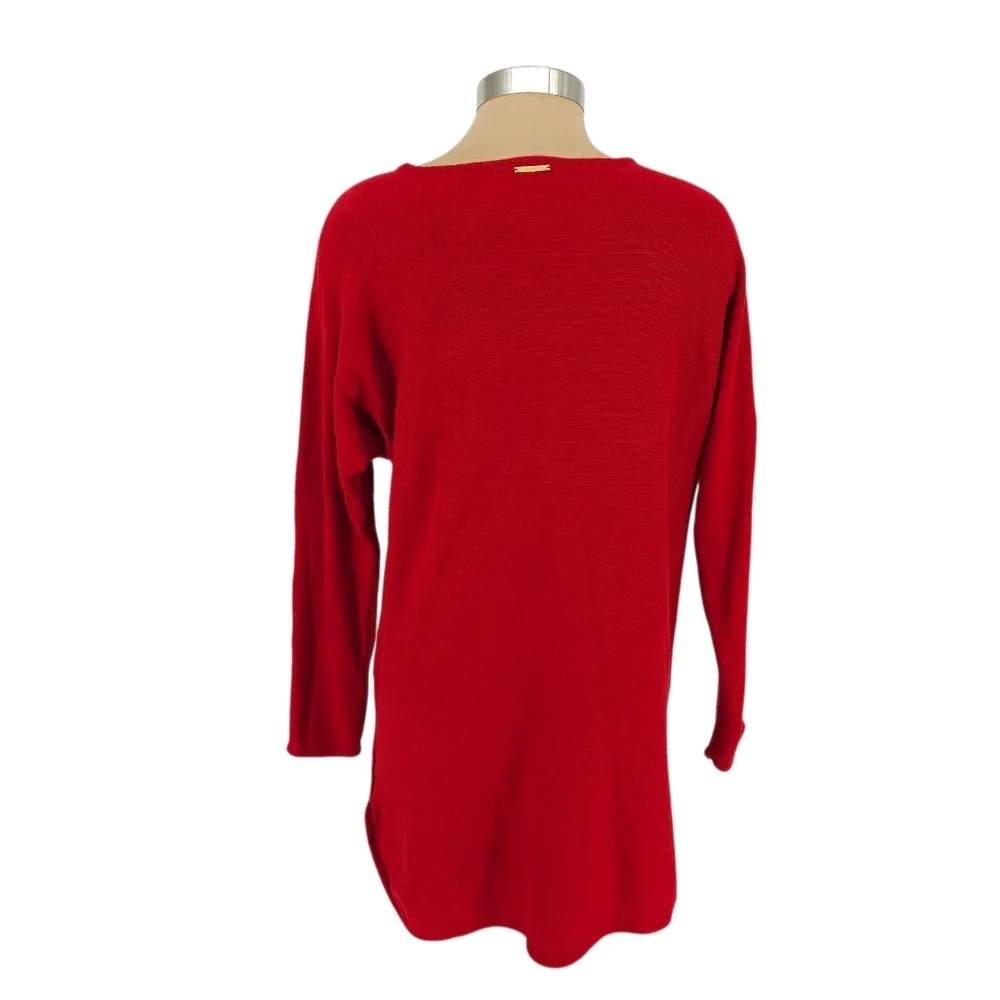 Michael Kors Sweater Holiday Red Long Sleeve Side Zip Pullover Knit XL
